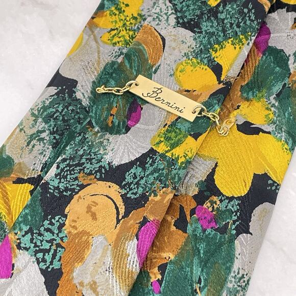 Vintage Bernini Beverly Hills Abstract Print Italian 100% Silk Necktie Tie Bold - Picture 3 of 5